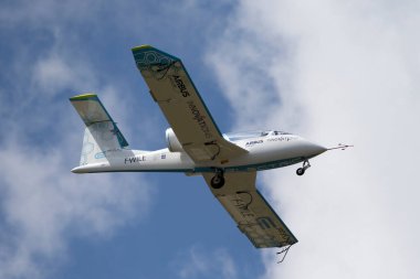 Farnborough, İngiltere - 16 Temmuz 2014: Airbus E-Fan Airbus E-Fan Airbus Grubu tarafından geliştirilen bir prototip elektrikli uçaktır.. 