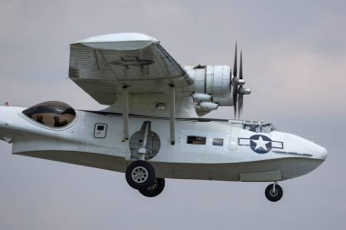 Farnborough, İngiltere - 18 Temmuz 2014: Birinci Dünya Savaşı 'nın PBY-5A Catalina amfibi uçakları