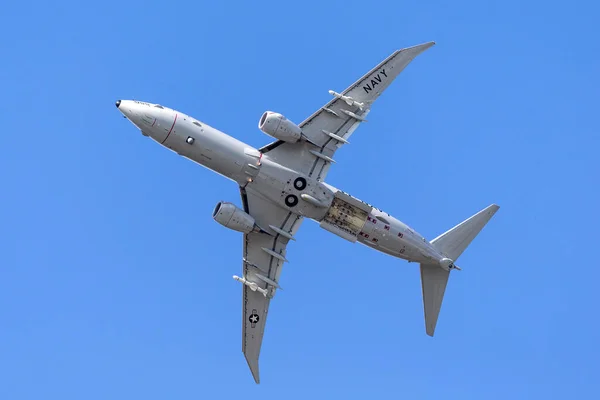Farnborough, İngiltere - 16 Temmuz 2014: ABD Donanması Boeing P-8A Poseidon devriye uçağı. 