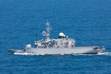 Sydney, Avustralya - 11 Ekim 2013: Fransız Donanması FNS Vendemiaire firkateyni (F734).