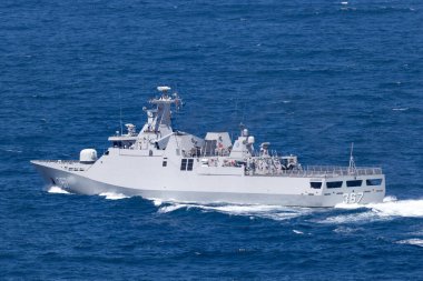Sydney, Avustralya - 11 Ekim 2013: KRI Iskandar Muda (367) Endonezya Ulusal Ordusu 'na ait SIGMA sınıfı korvette.