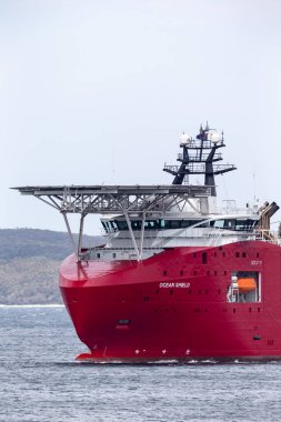 Jervis Körfezi, Avustralya - 1 Ekim 2013: Avustralya Sınır Gücü 'nün Jervis Körfezi' ndeki Ocean Shield adlı çok amaçlı kıyı gemisi.