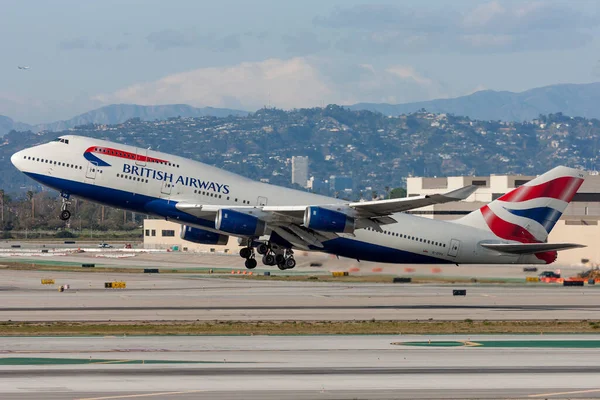 British Airways Boeing 747 Jumbo Jet Decolando Aeroporto Internacional Los — Fotografia de Stock