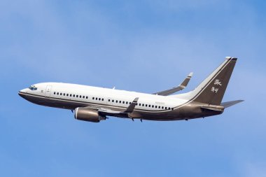 Las Vegas, Nevada, ABD - 8 Mayıs 2013: Lüks Boeing iş jeti (737-79U BBJ) Wynn Resorts tarafından işletilmektedir..