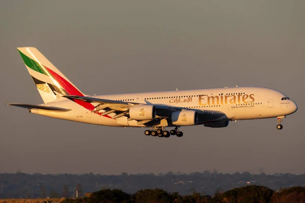 Sydney Austrália Outubro 2013 Emirates Airbus A380 Quatro Aviões Passageiros — Fotografia de Stock