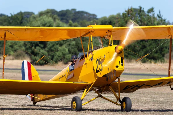 Tyabb Austrália Março 2014 Havilland 82A Tigermoth Biplano Vintage Ayi — Fotografia de Stock