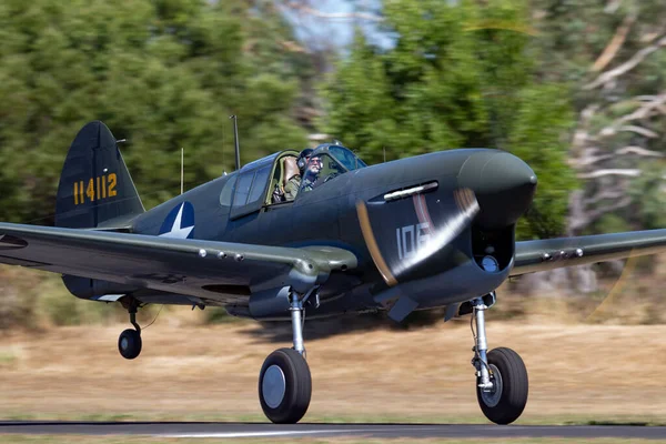 Tyabb Austrália Março 2014 Aeronave Caça Curtiss 40F Kittyhawk Que — Fotografia de Stock