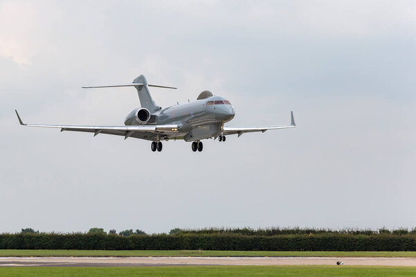 RAF Waddington, Lincolnshire, UK - July 5, 2014: Royal Air Force (RAF) Raytheon Bombardier Sentinel R1 surveillance aircraft ZJ692 from No.5 Squadron based at RAF Waddington.