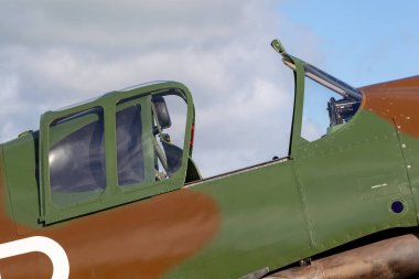 Temora, Avustralya - 3 Ağustos 2013: Cockpit are of old Royal Australian Air Force (RAAF) Commonwealth Aircraft Corporation CA-13 Boomerang avcı uçağı VH-MHR.