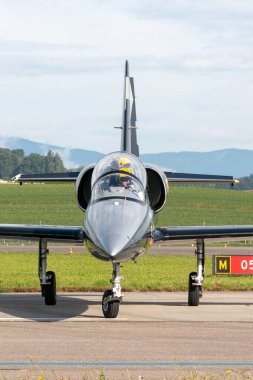 Payerne, Switzerland - August 29, 2014: Breitling Jet Team Aero L-39C Albatross jet trainer aircraft.