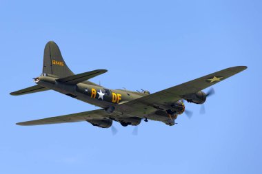 Payerne, Switzerland - September 4, 2014: World War II era Boeing B-17 Flying Fortress bomber aircraft Sally B (G-BEDF). 
