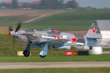 Payerne, Switzerland - September 5, 2014: Yakovlev Yak-3M World War II fighter aircraft D-FYGJ.