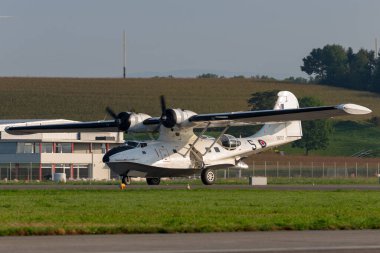 Payerne, Switzerland - September 6, 2014: Consolidated PBY-5A Catalina amphibious aircraft of World War II.