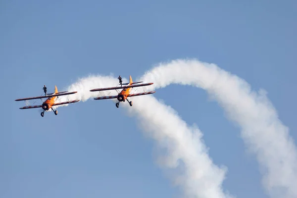 Payerne Schweiz September 2014 Breitling Wing Walker Stürmen Flugvorführung Historischen — Stockfoto