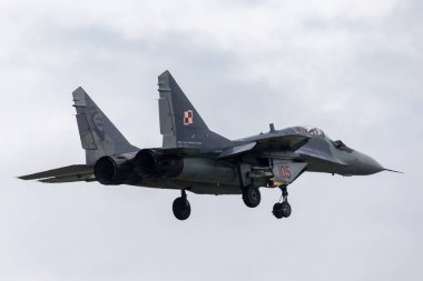 Payerne, Switzerland - August 31, 2014: Polish Air Force (Sily Powietrzne) Mikoyan-Gurevich MiG-29A fighter aircraft.