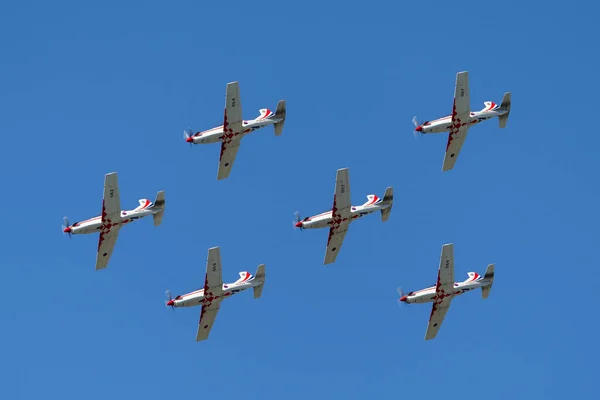 Payerne Switzerland 크로아티아 Pilatus Military Trainer Aircraft Wings Storm Formation — 스톡 사진