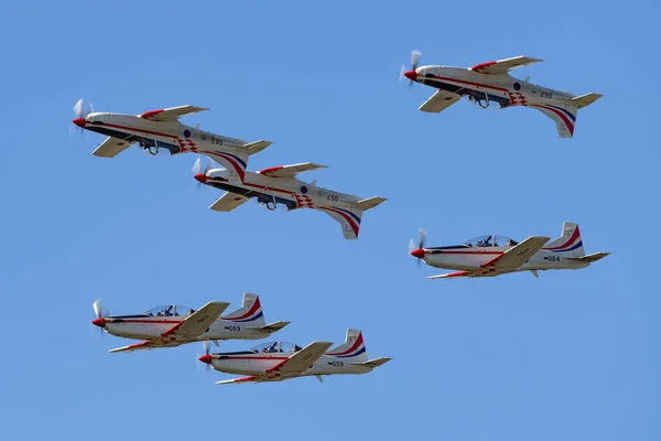 Payerne Switzerland 크로아티아 Pilatus Military Trainer Aircraft Wings Storm Formation — 스톡 사진