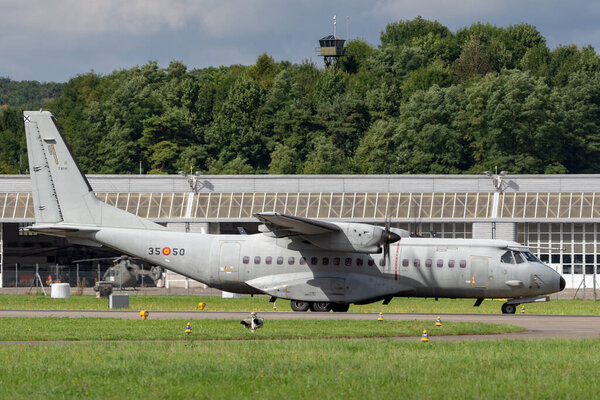Payerne, Switzerland - September 1, 2014: Spanish Air Force (Ejercito del Aire) CASA C-295M twin engine military transport aircraft.