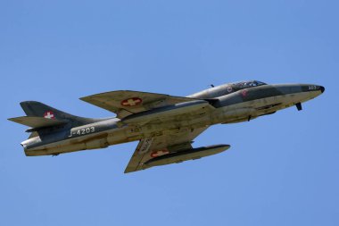 Payerne, İsviçre - 2 Eylül 2014: Eski İsviçre Hava Kuvvetleri Atmaca Avcısı T.68 HB-RVW.