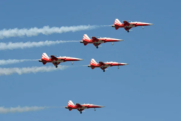 Payerne Suiza Septiembre 2014 Patrouille Suisse Equipo Exhibición Formación Fuerza —  Fotos de Stock