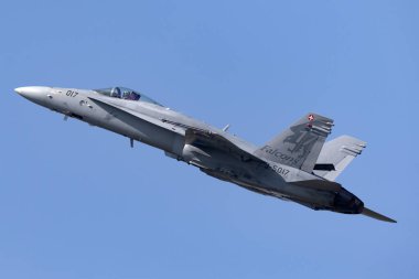 Payerne, Switzerland - September 4, 2014: Swiss Air Force McDonnell Douglas F/A-18C Hornet multirole fighter aircraft.