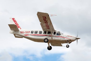 Avalon, Avustralya - 28 Şubat 2015: Mahindra Aerospace (Gippsland Aeronautics) GA10 Airvan VH-XGY tek motorlu hizmet aracı.