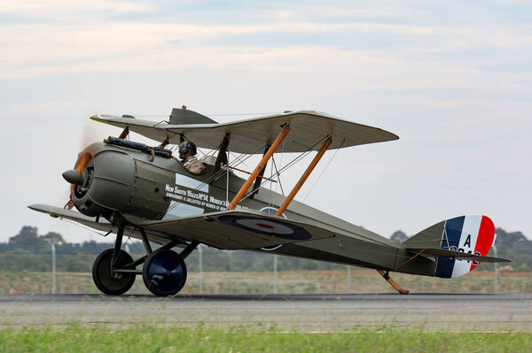 Avalon, Australia - February 27, 2015: Airco DH.5 (Replica) British First World War single-seat biplane fighter aircraft.