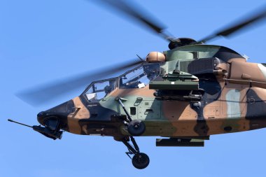 Avalon, Australia - February 25, 2015: Australian Army Eurocopter Tiger ARH Armed reconnaissance helicopter. clipart