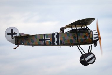Avalon, Avustralya - 28 Şubat 2015: Fokker D.VIII Alman şemsiyeli savaş uçağı Reinhold Platz tarafından tasarlandı ve Fokker-Flugzeugwerke tarafından 1..