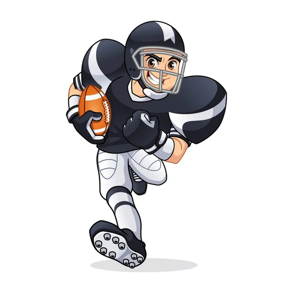 American Football Speler Met Cartoon Karakter Ontwerp Vectorillustratie — Stockvector