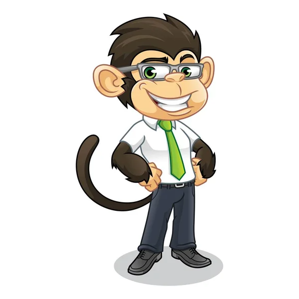 Scimmia Con Aspetto Commerciale Disegno Del Personaggio Dei Cartoni Animati — Vettoriale Stock