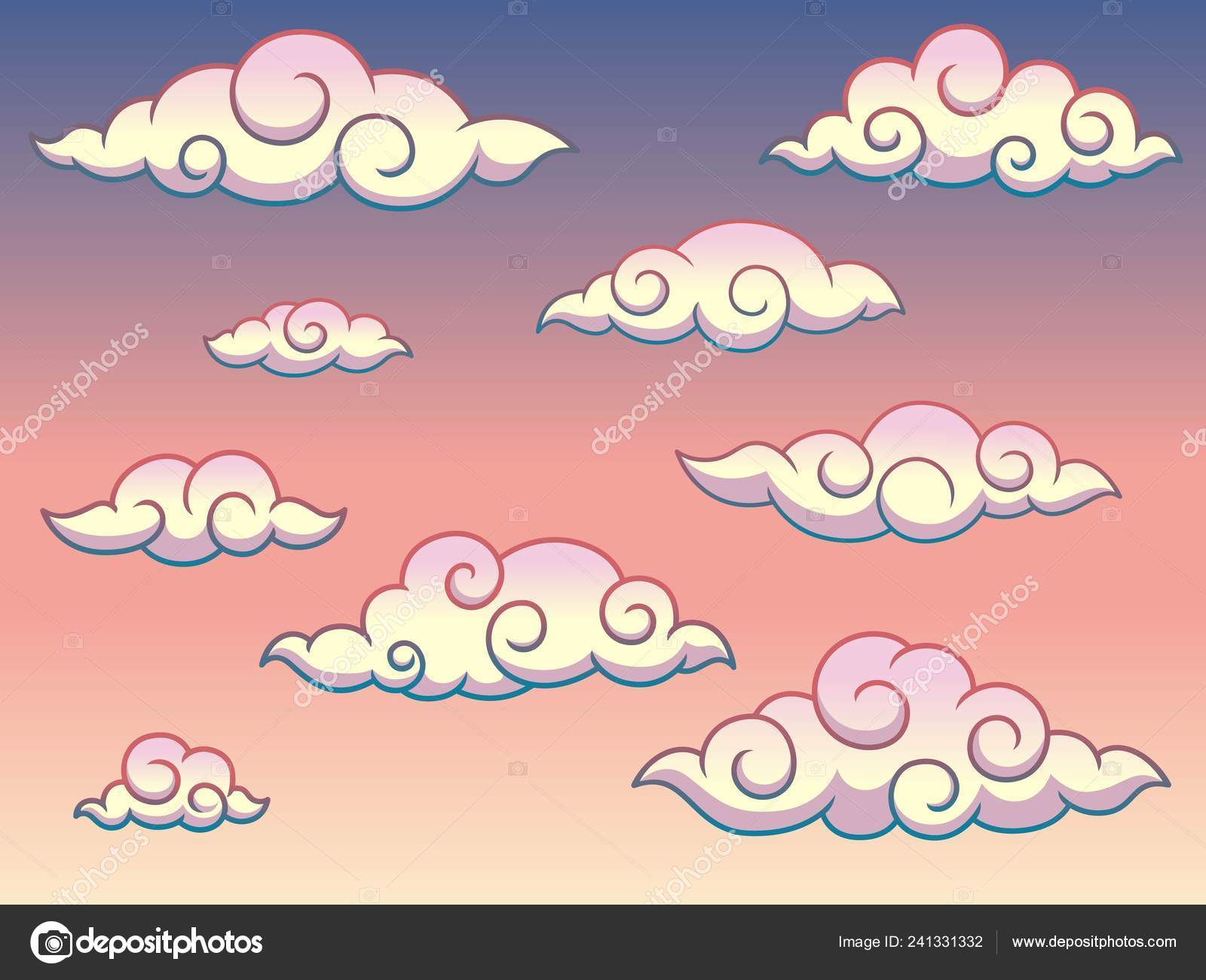 Nuvem em estilo chinês resumo isolado na ilustração vetorial de