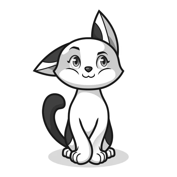 Desenho Personagem Desenho Animado Gato Adorável Isolado Fundo Branco Ilustração — Vetor de Stock