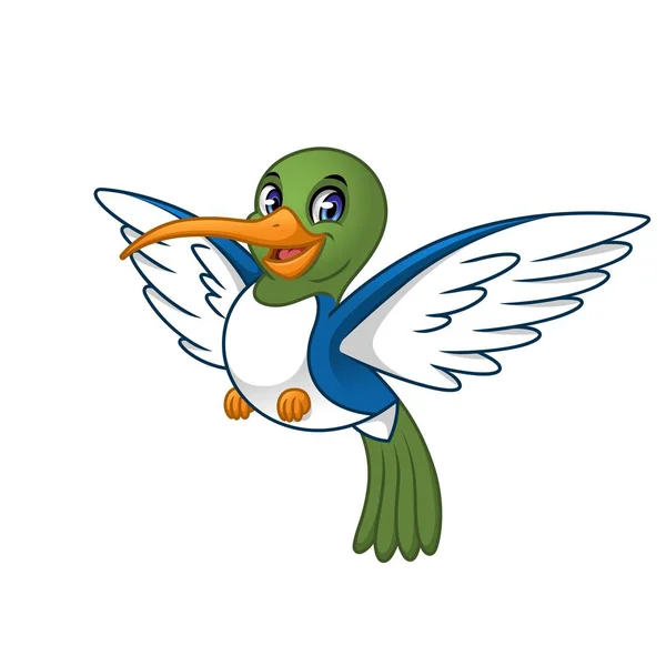 Kolibri Zeichentrickfigur Design Isoliert Auf Weißem Hintergrund Vektor Clip Art — Stockvektor