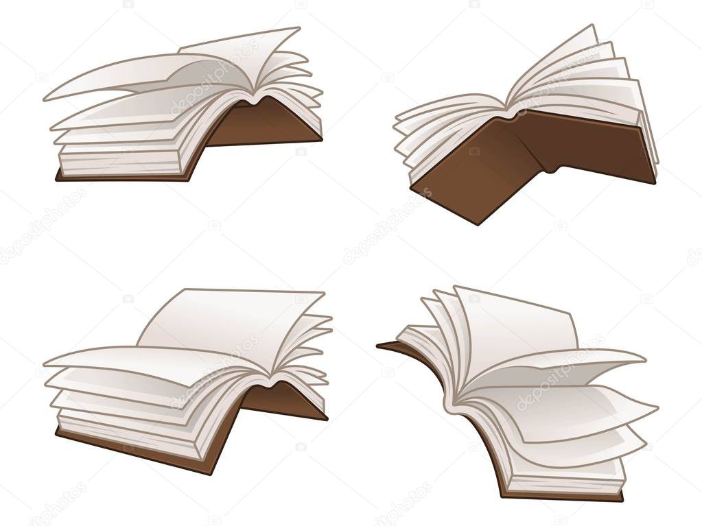 Flying books vector illustration, isolated on white background, vector clip art illustration.