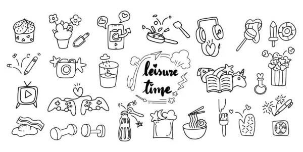 Carino Mano Disegnare Doodle Arte Del Tempo Libero Tempo Libero — Vettoriale Stock