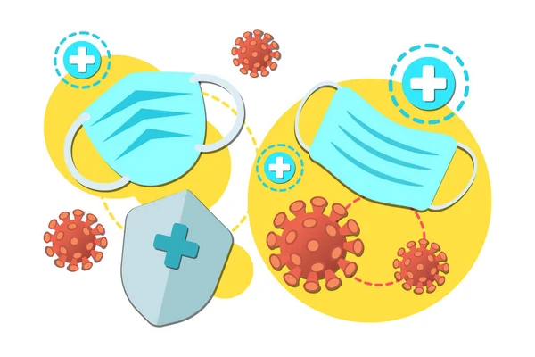 Ilustração Design Plano Conceitual Proteger Transmissão Vírus Usando Máscara Facial — Vetor de Stock