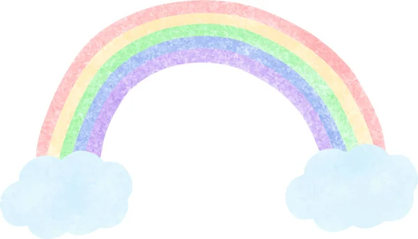 Eine Handgezeichnete Illustration Eines Regenbogens Und Wolken — Stockvektor