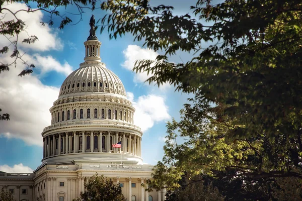 Egyesült Államok Fővárosának Épülete Washingtonban Egy Őszi Napon — Stock Fotó