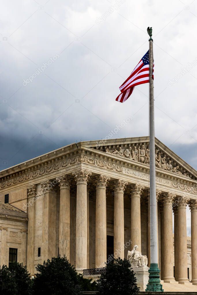 The front of the US Supreme Court building in Washington DC.