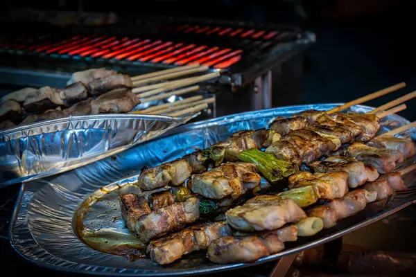 Brochetas Pollo Listas Para Comer Festival Yokosuka Japón — Foto de Stock