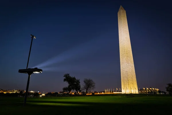 Una Las Luces Que Brillan Monumento Washington — Foto de Stock