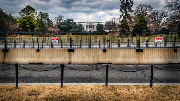 Winter Aan Achtertuin Van Het Witte Huis Voorbij Veiligheidsbarrière — Stockfoto