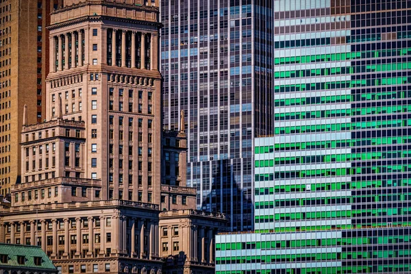 Contraste Entre Edifícios Antigos Novos Nova York — Fotografia de Stock