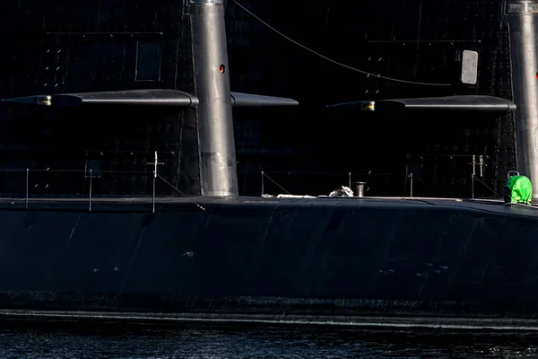 Сонце Сходить Двох Японських Підводних Човнах Причалило Йокосуки Японія — стокове фото