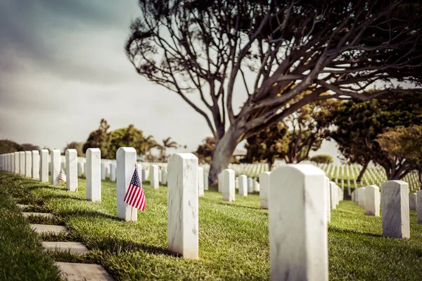 Banderas Sobre Tumbas Cementerio Del Sur California —  Fotos de Stock