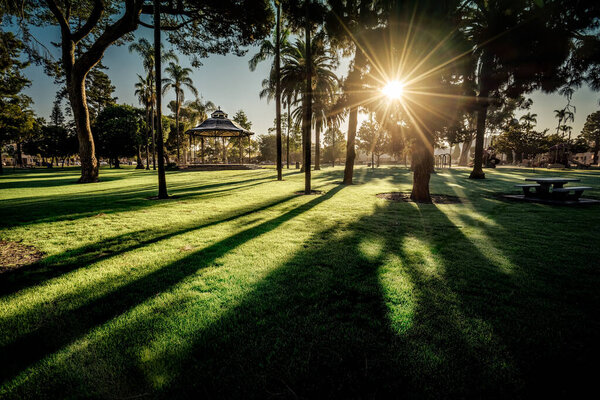 Sunrise at Spreckles Park in Coronado, California.