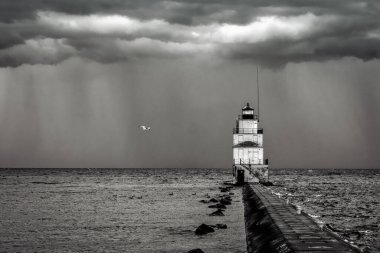 Manitowoc, Wisconsin 'deki Michigan Gölü' ndeki deniz feneri..