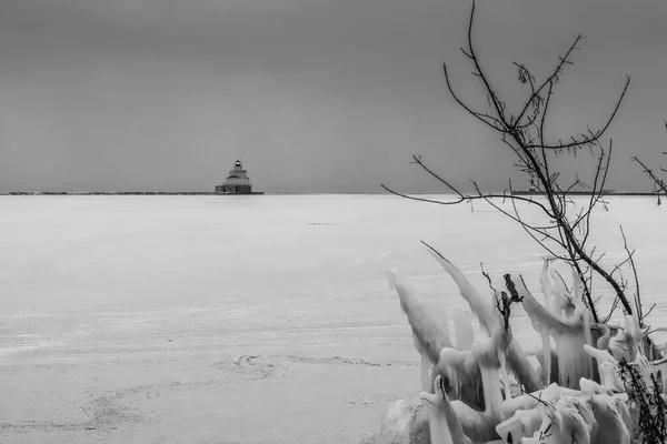Замерзшая Гавань Мэнитуок Висконсин — стоковое фото