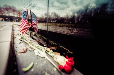 Bir Amerikan bayrağı 19 Mart 2018 'de Washington' da Vietnam Gazileri Anıtı 'nda duruyor..